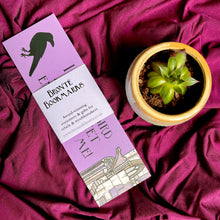 Load image into Gallery viewer, Photo of the bookmarks set wrapped up with a bellyband, pictured next to the tiny plant.